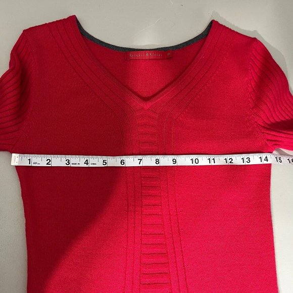 Krimson Klover Sweater Dress Womens XS Red 100% Merino Wool Long Sleeve V Neck - Picture 11 of 13